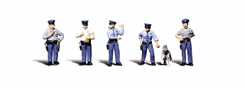 Woodland Scenics O Policemen (5 Officers; 1 Police Dog)