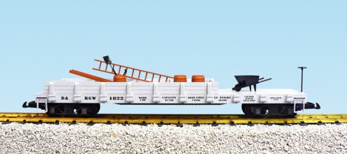 USA Trains Work Flat Car With Load - grau - "Denver and Rio Grande Western"