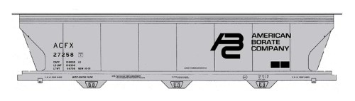 Intermountain N RTR ACF 4650 3-Bay Covered Hopper "American Borate Company - ACFX"