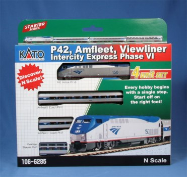 Kato N GE P42 Amfleet Viewliner Intercity Express Phase VI 4-Car Starter Set "Amtrak"