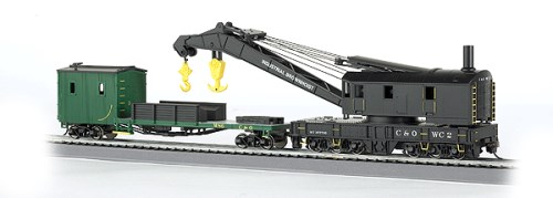 Bachmann Silver Series 250K Crane Car & Boom Tender "Chesapeake and Ohio"