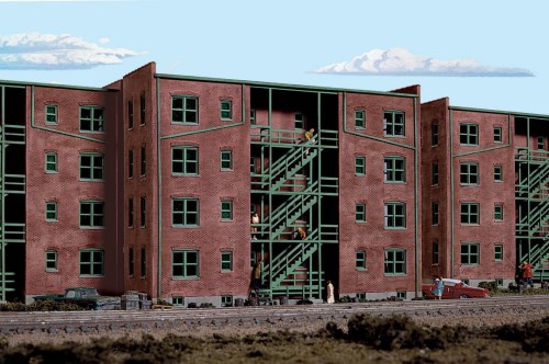 Cornerstone Bausatz Background Building "Parkview Terrace Tuscan w/Dark Green Trim"