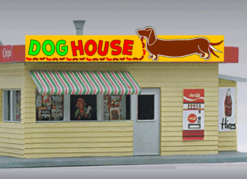 Micro Structures Animated Neon Billboard Dog House